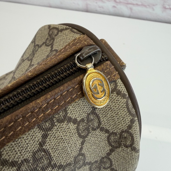 Gucci Vintage GG Canvas Sherry Line Leather Top-Handle Satchel - Picture 12 of 16